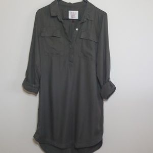 Large army green shirt dress.